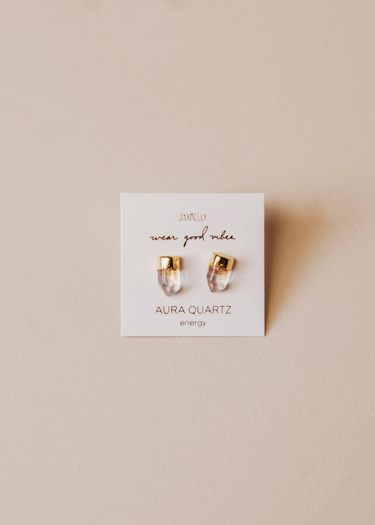 Gold Dip - Aura Quartz Point Earring