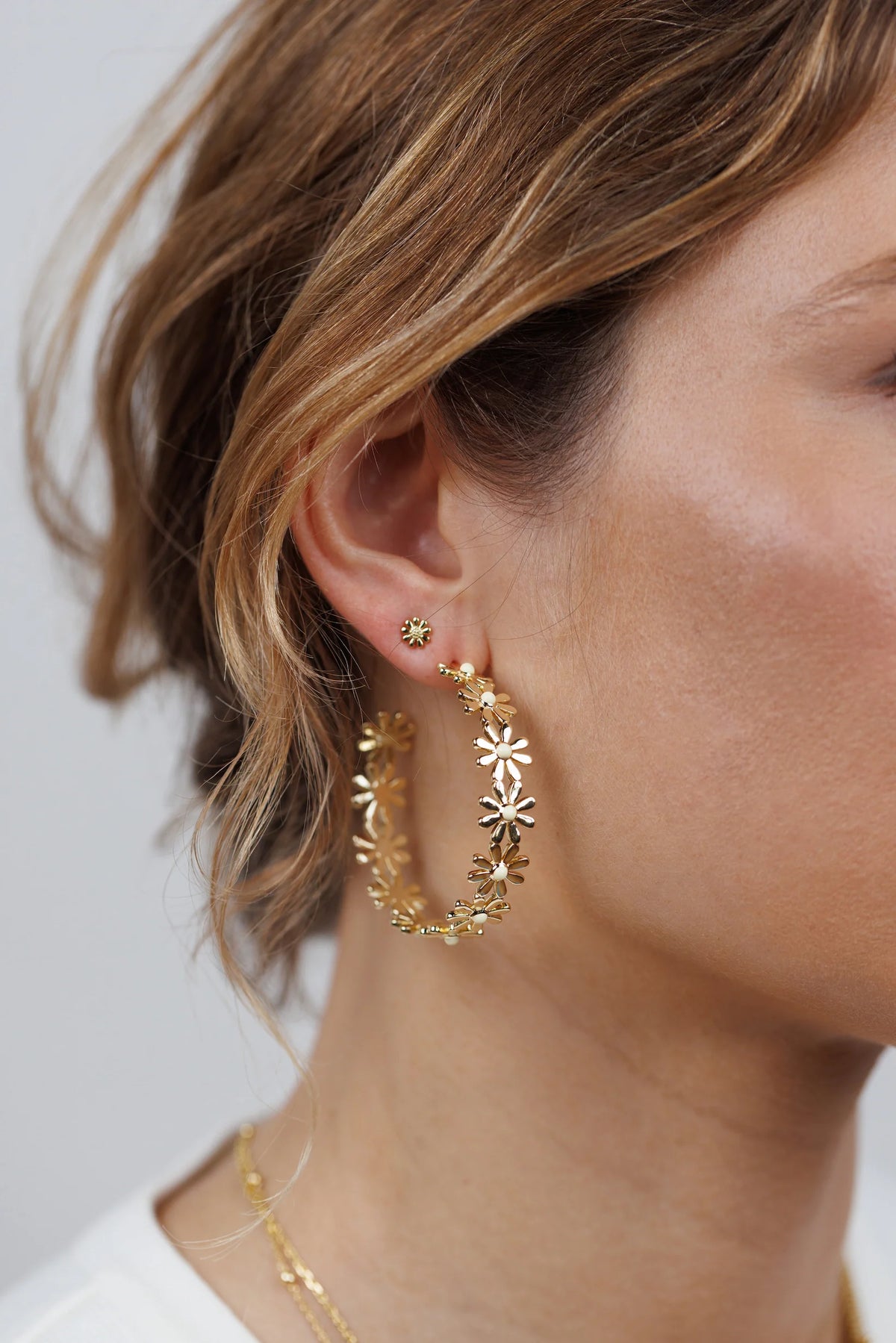 Daisy Chain Gold Hoop Earrings by JaxKelly