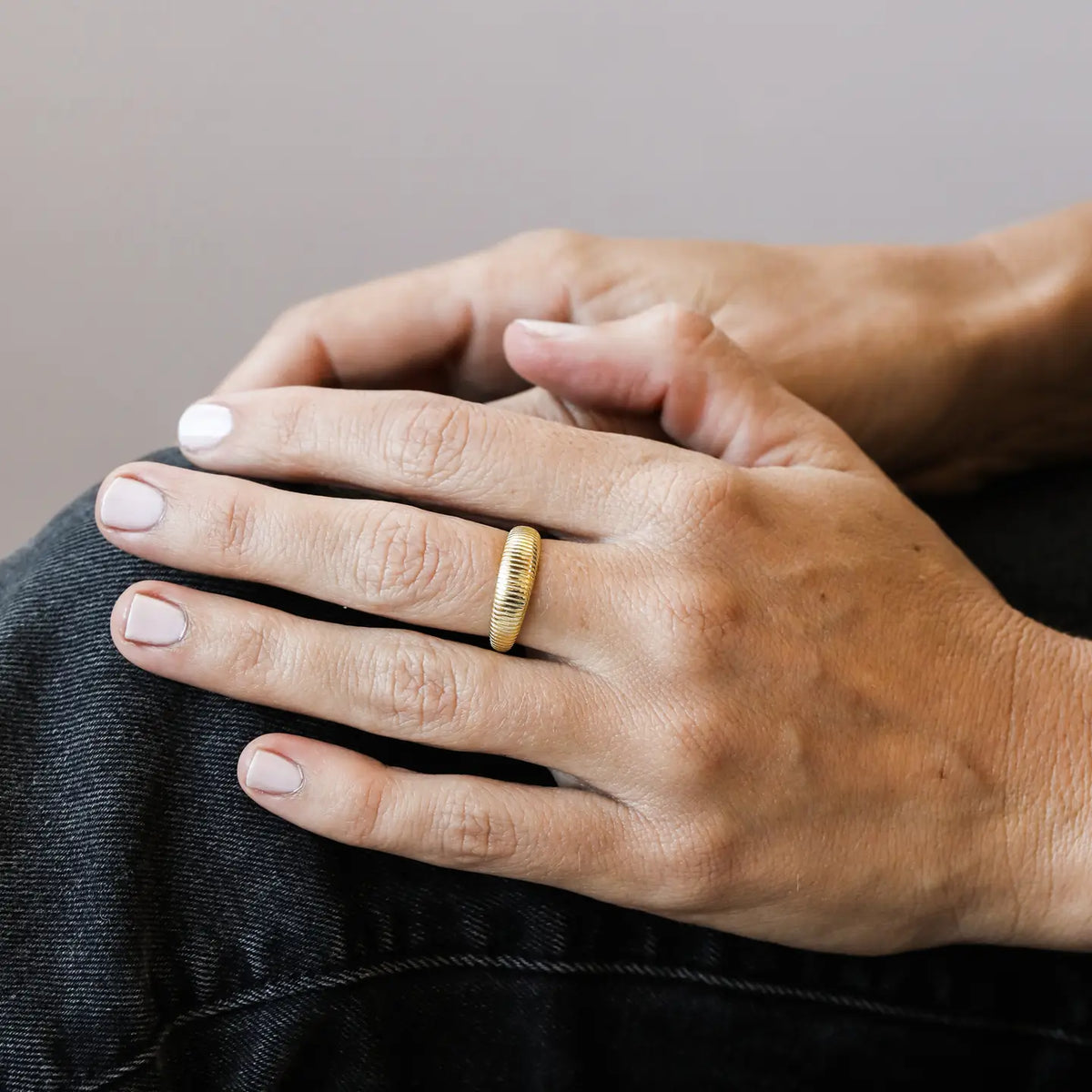 Ridged Gold Ring by JaxKelly