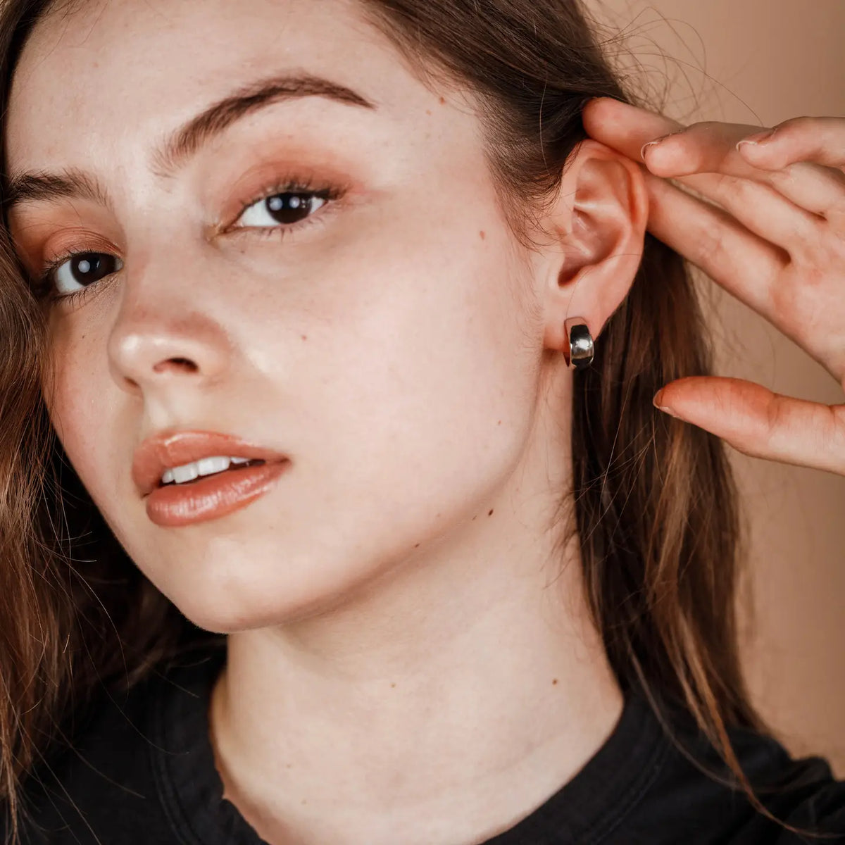 Silver Wide Hoop Earrings by JaxKelly