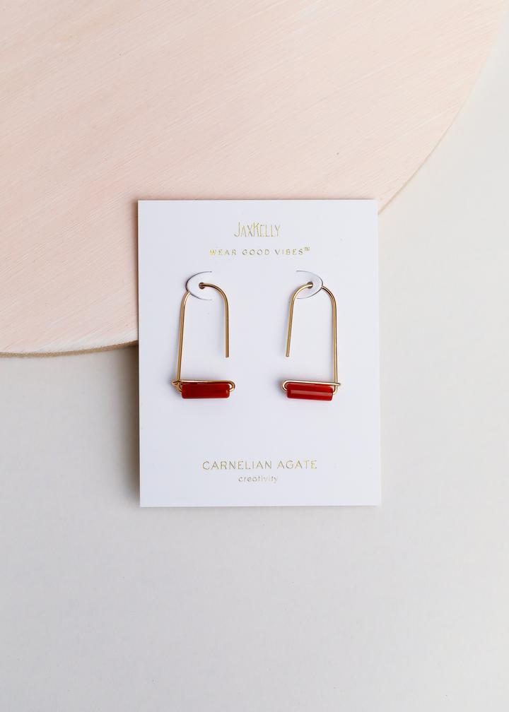 Carnelian Agate Gemstone Drop Earrings - Creativity by JaxKelly
