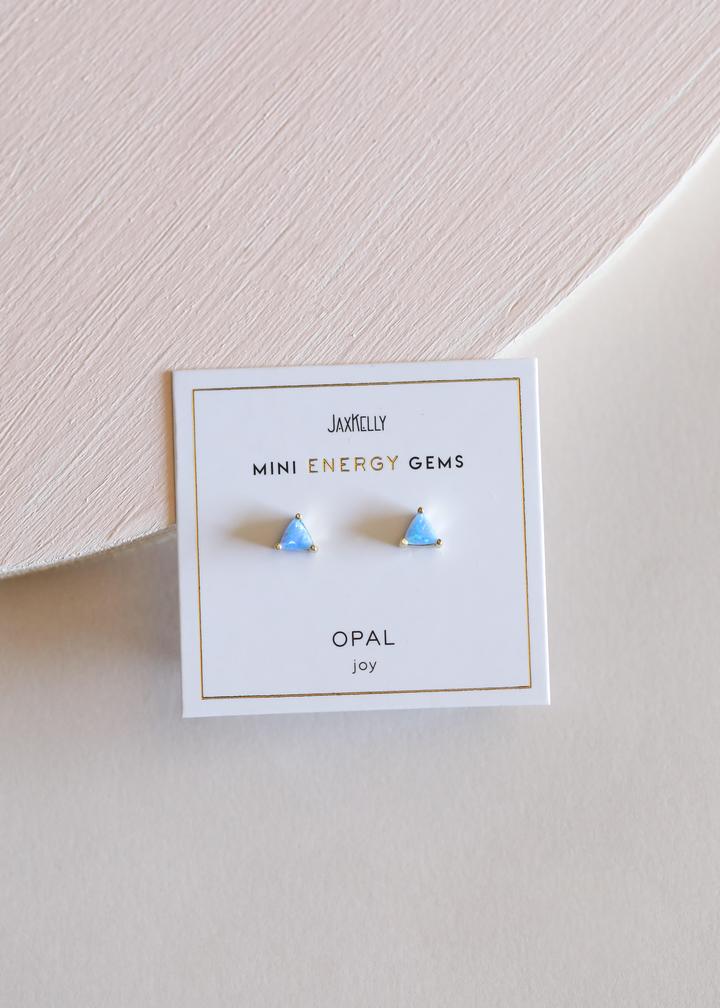 Mini Energy Gem Stud Earrings - Fire Opal - Joy