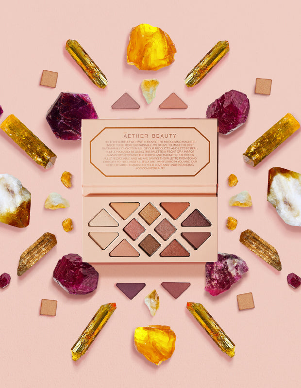 aether crystal eyeshadow palette, crystals scattered around palette