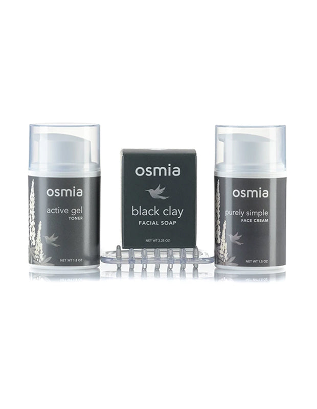 osmia skincare products set on a white background
