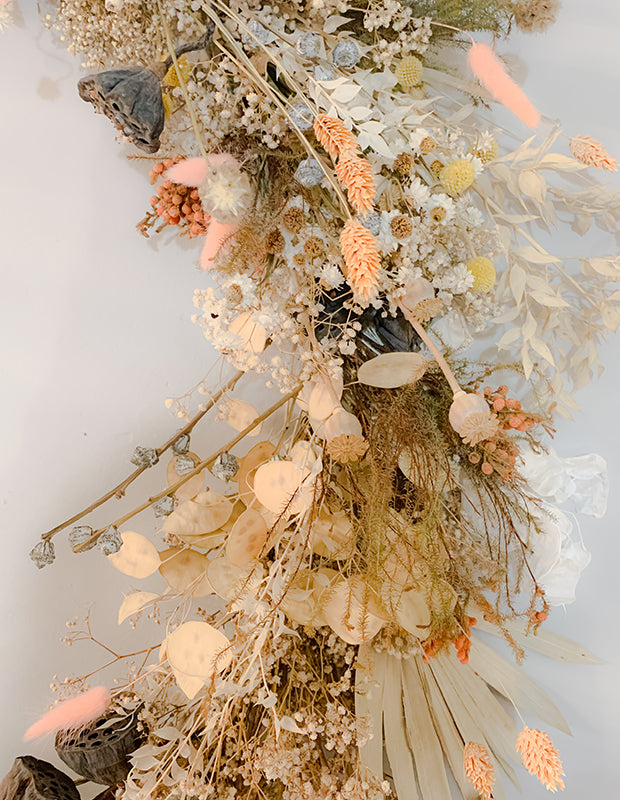 dried flowers arranged in a lovely swash