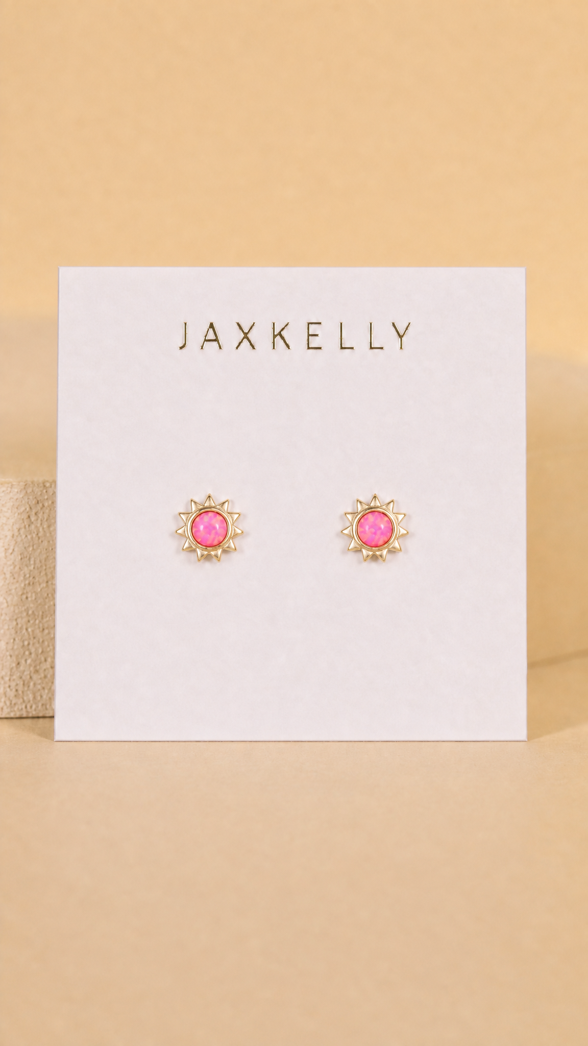 Sun Stud - Pink Opal - Gold Earrings by JaxKelly