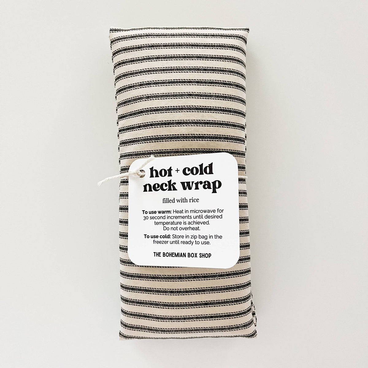 Hot & Cold Therapy Neck Wrap - Ivory and Black Stripes