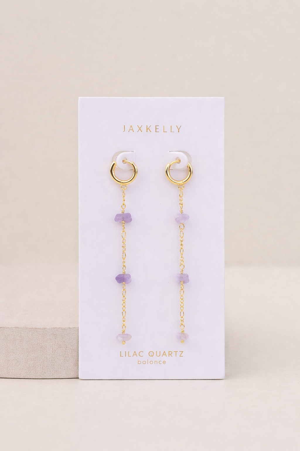 Gemstone Chain Drop Earring - Lilac Quartz by JaxKelly