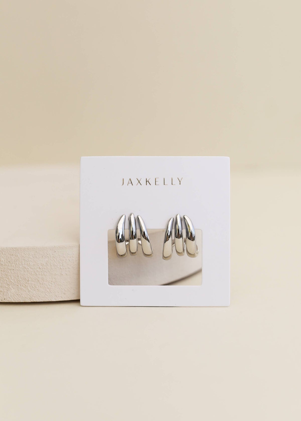 Silver Three Hoop Huggie - Earring by JaxKelly