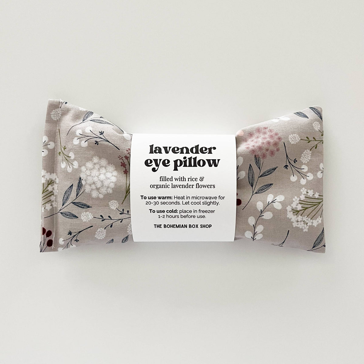 Lavender Eye Pillow - Gray Floral Relaxation by The Bohemian Box Shop