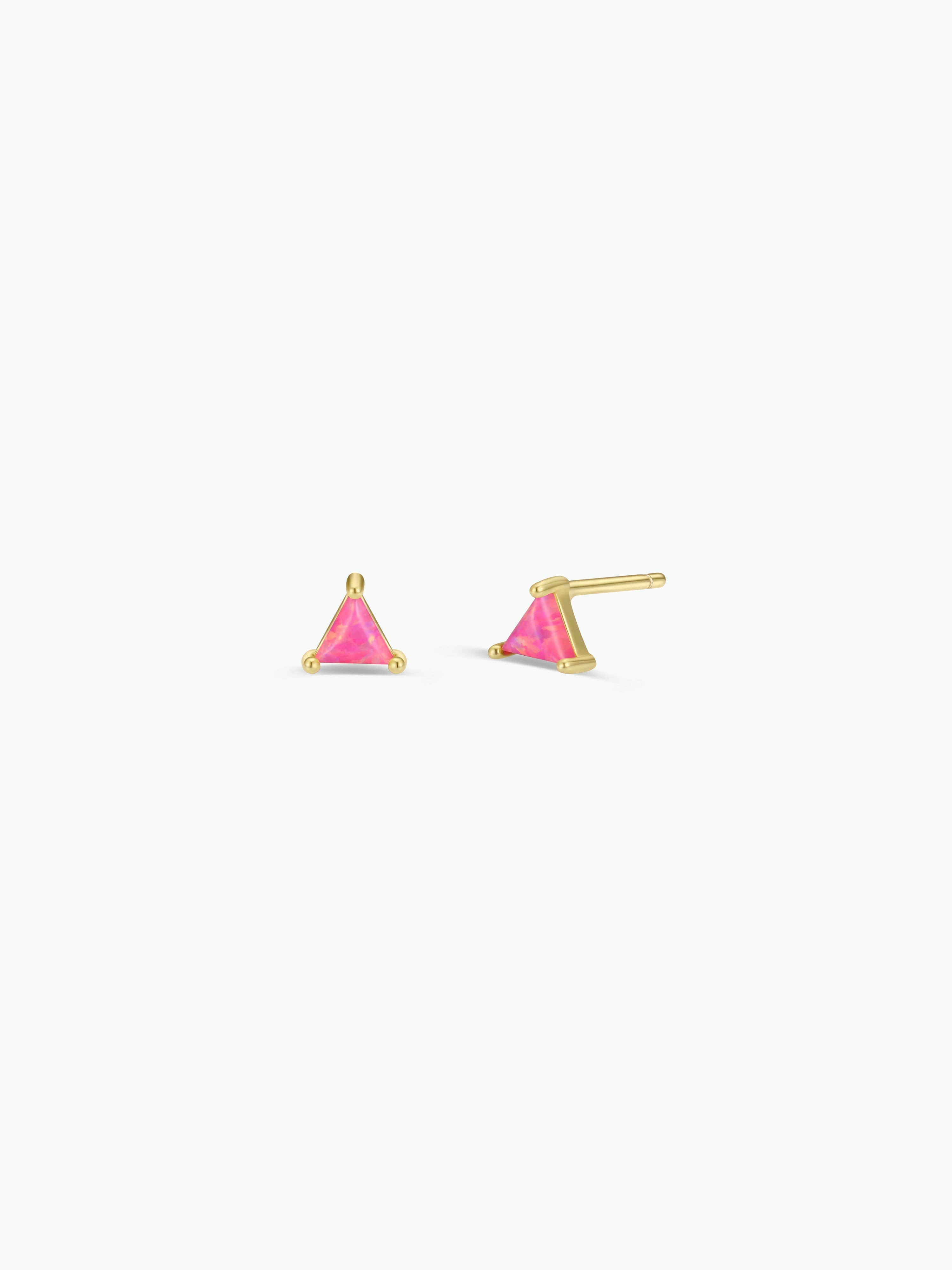 Mini Energy Gem - Pink Opal - Gold Earrings