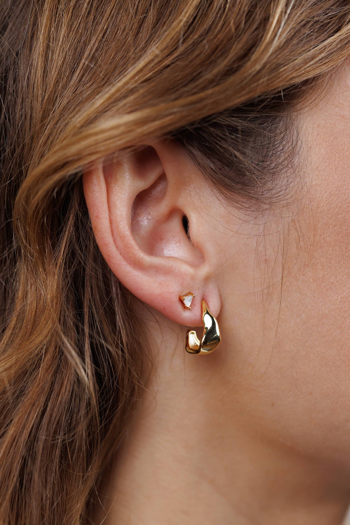 Small Ripple Gold Hoop Earrings by JaxKelly