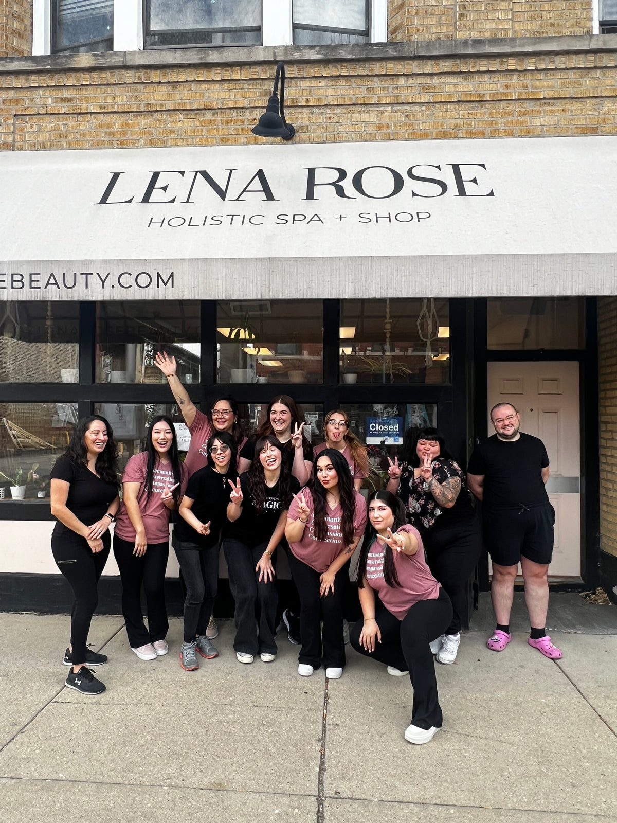 The Lena Rose team outside the Lincoln Square spa in Chicago