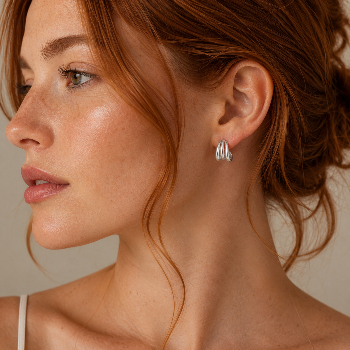 Silver Three Hoop Huggie - Earring by JaxKelly