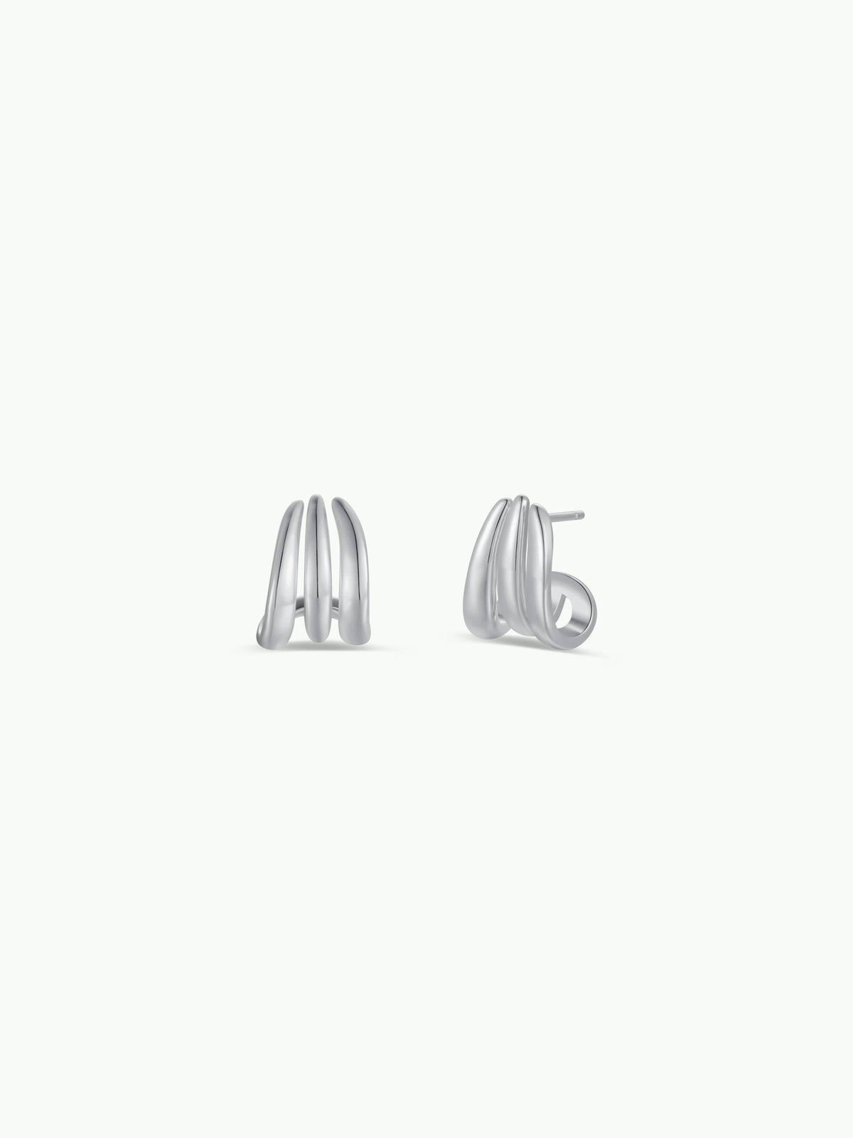 Silver Three Hoop Huggie - Earring by JaxKelly