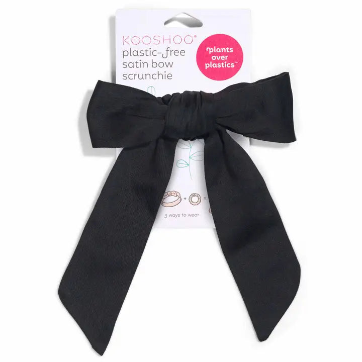 Satin Bow Scrunchie Black by Kooshoo