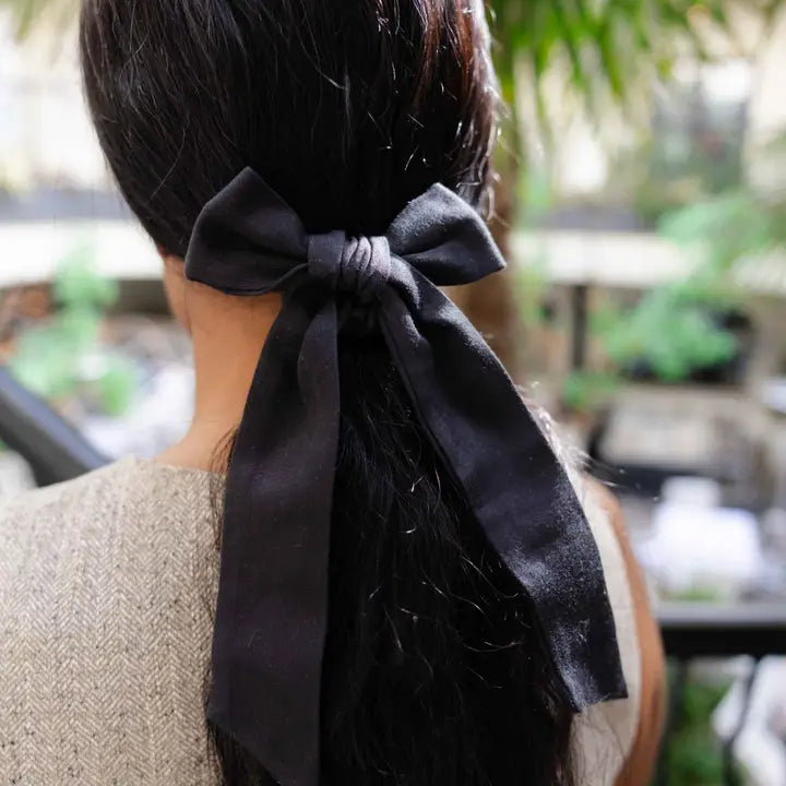 Satin Bow Scrunchie Black by Kooshoo