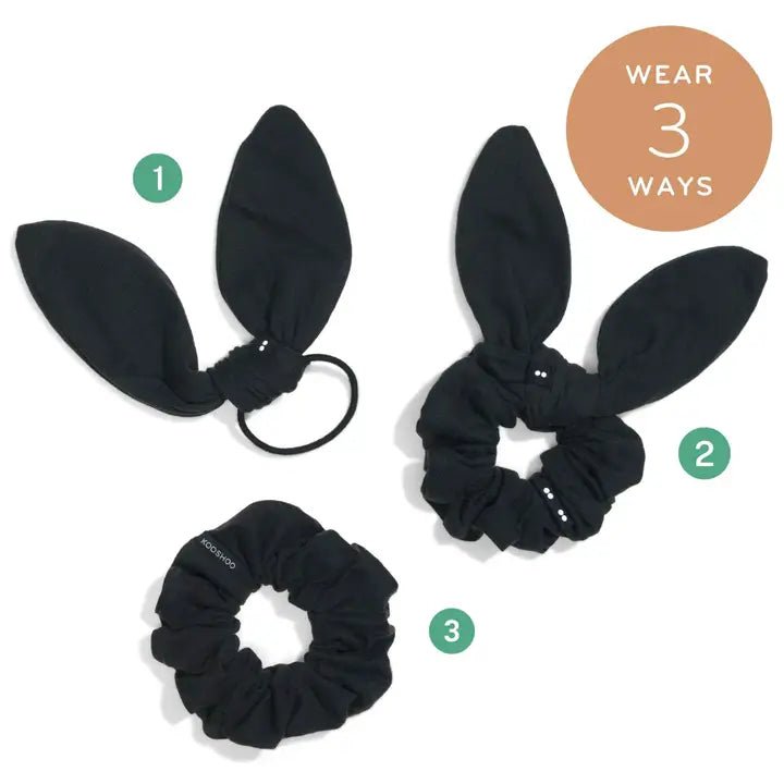 3-in-1 Bow Scrunchie Black, alternate view
