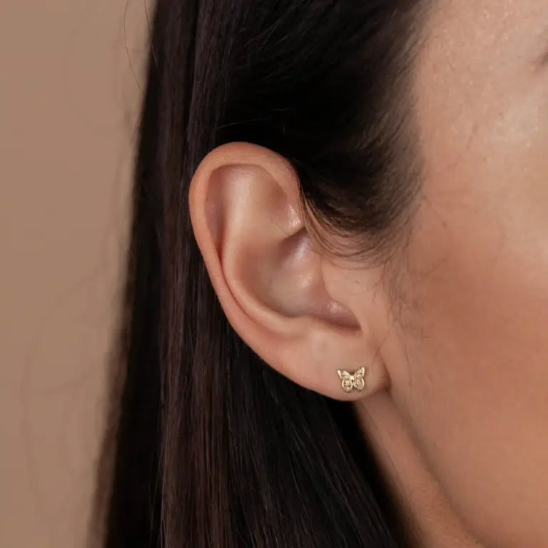 Gold Butterfly Stud Earrings by JaxKelly