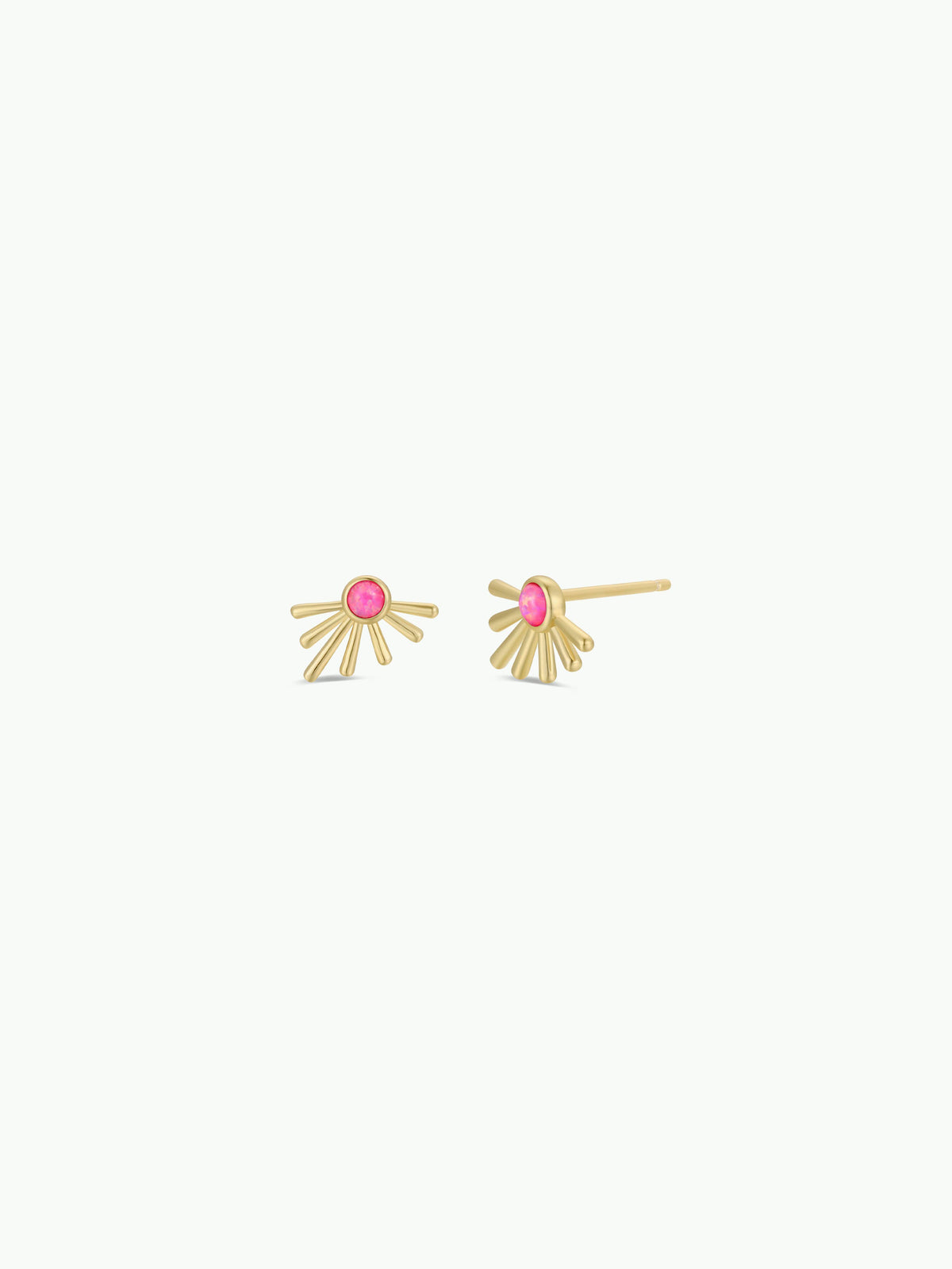 Sun Ray - Pink Opal - Gold Earrings by JaxKelly