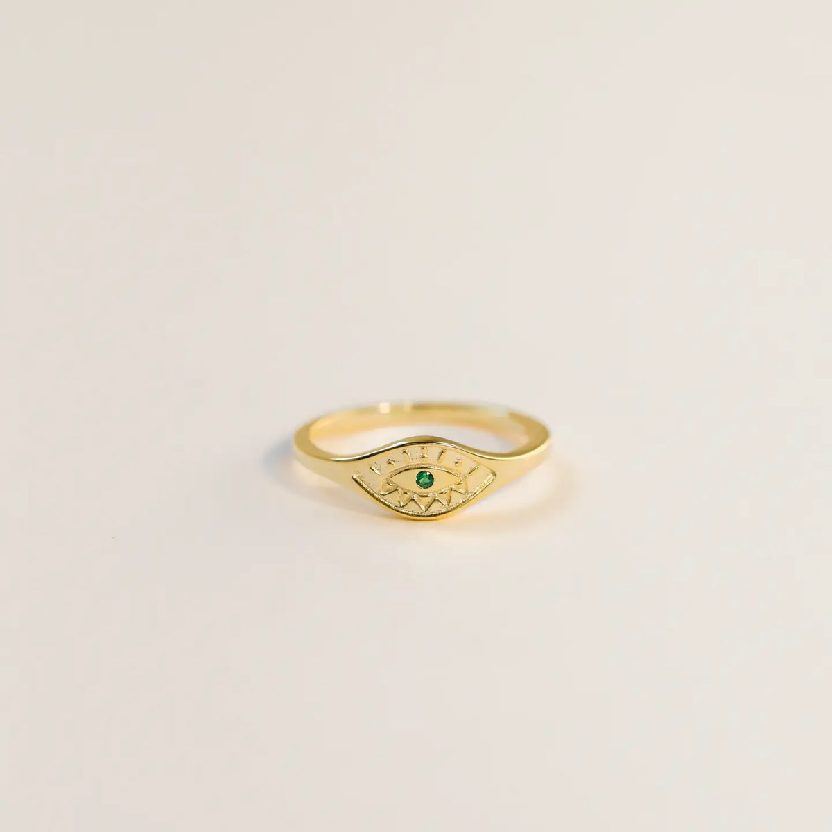 Gold Emerald Evil Eye Ring by JaxKelly