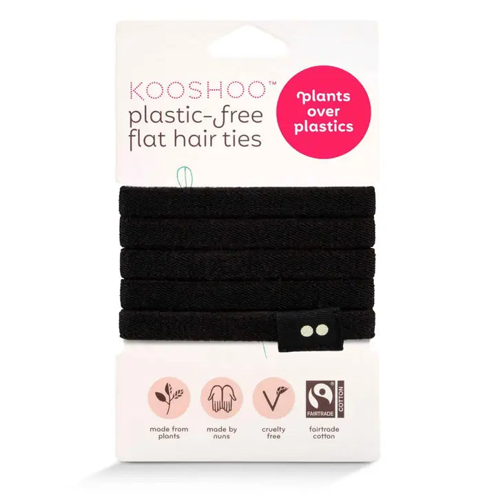 Plastic Free Flat Hair Ties - Black by Kooshoo