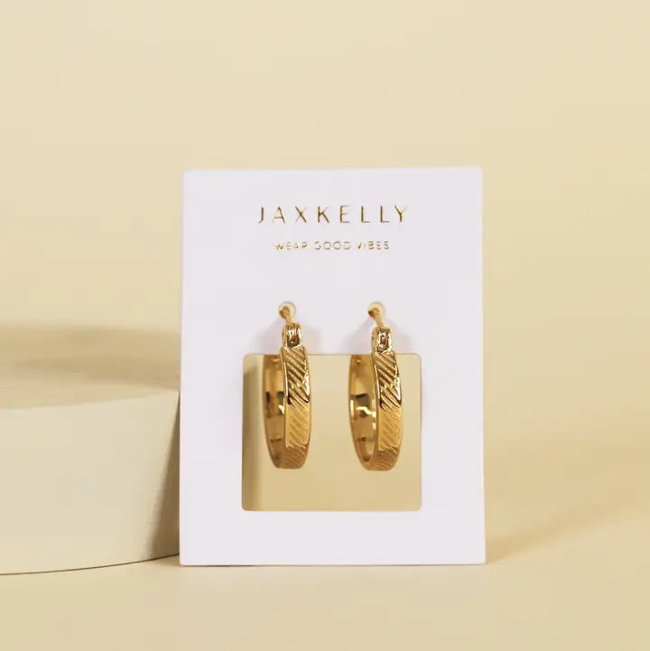 Gold Textured Hoop Earrings by JaxKelly