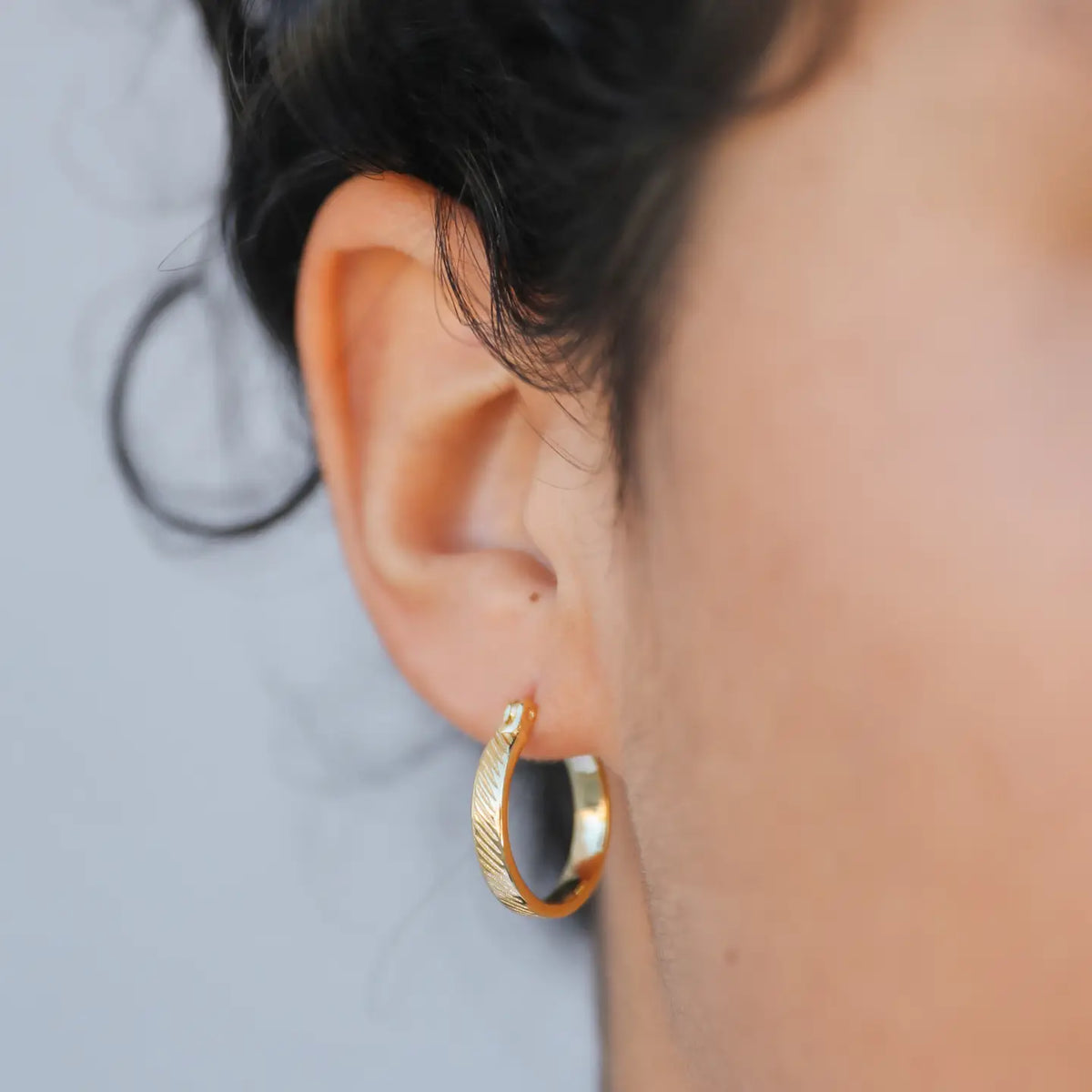 Gold Textured Hoop Earrings by JaxKelly