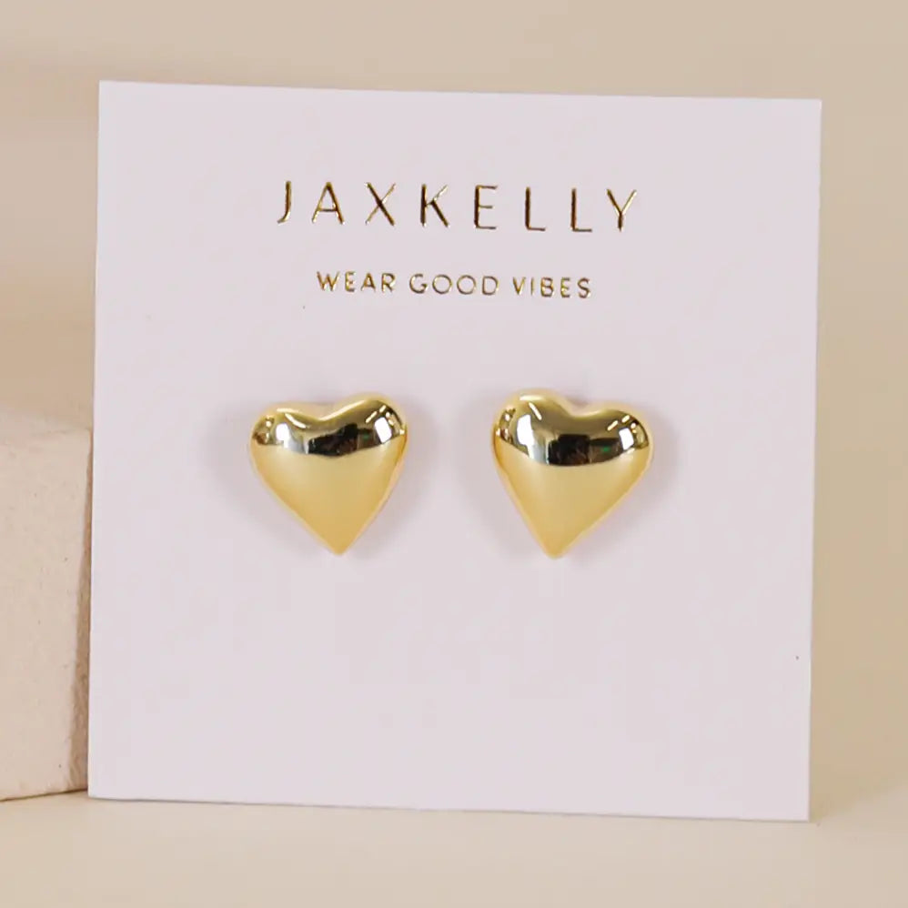 Puffed Gold Heart Earrings by JaxKelly