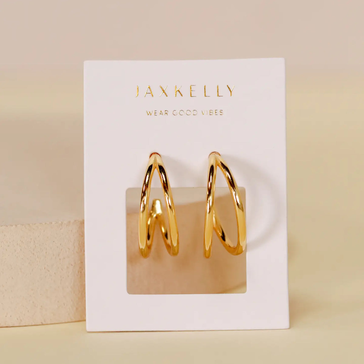 Gold Illusion Double Hoop Earrings by JaxKelly