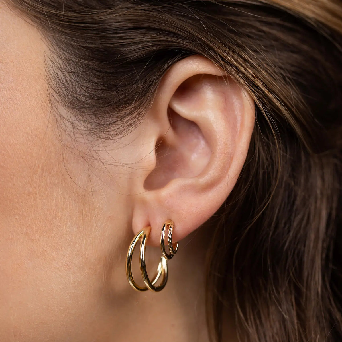 Gold Illusion Double Hoop Earrings by JaxKelly