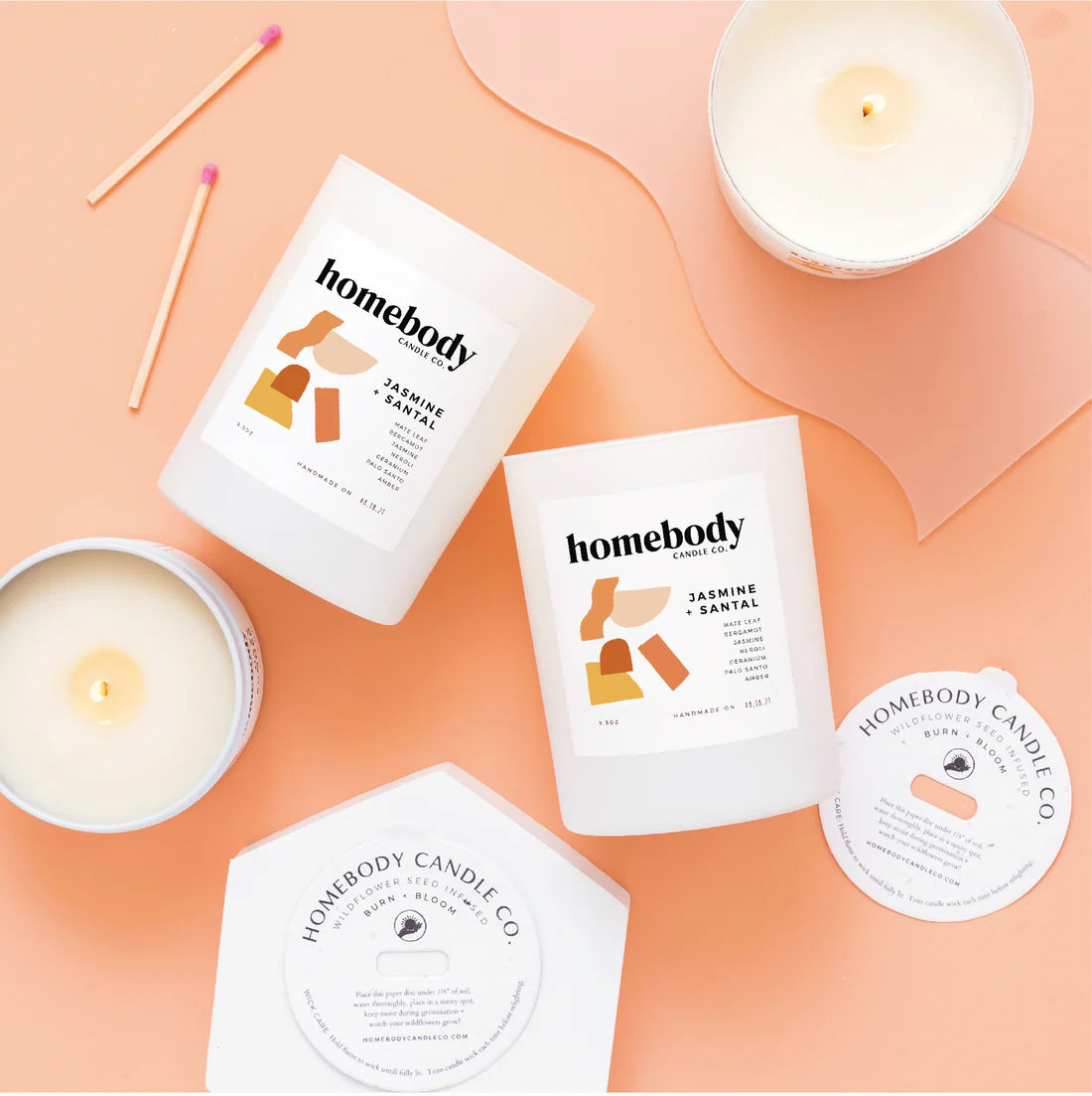 Soy Candle - Jasmine + Santal by Homebody Candle Co.