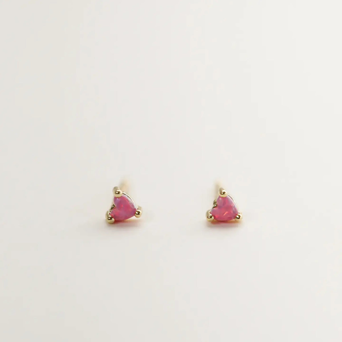 Tiny Pink Opal Heart Earrings by JaxKelly