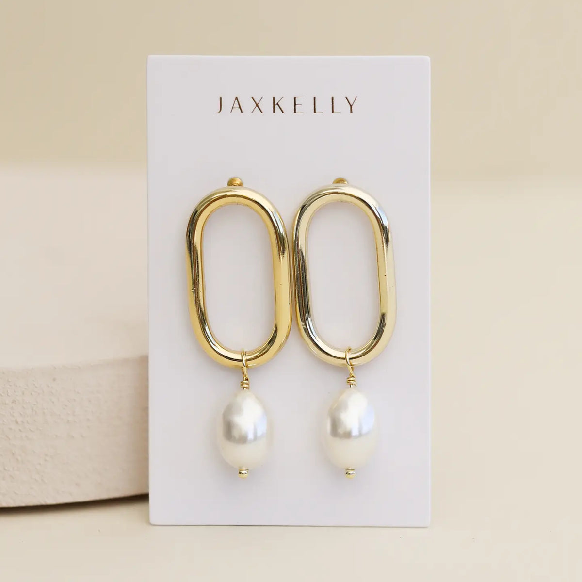 Oval Pearl Drop Earrings by JaxKelly