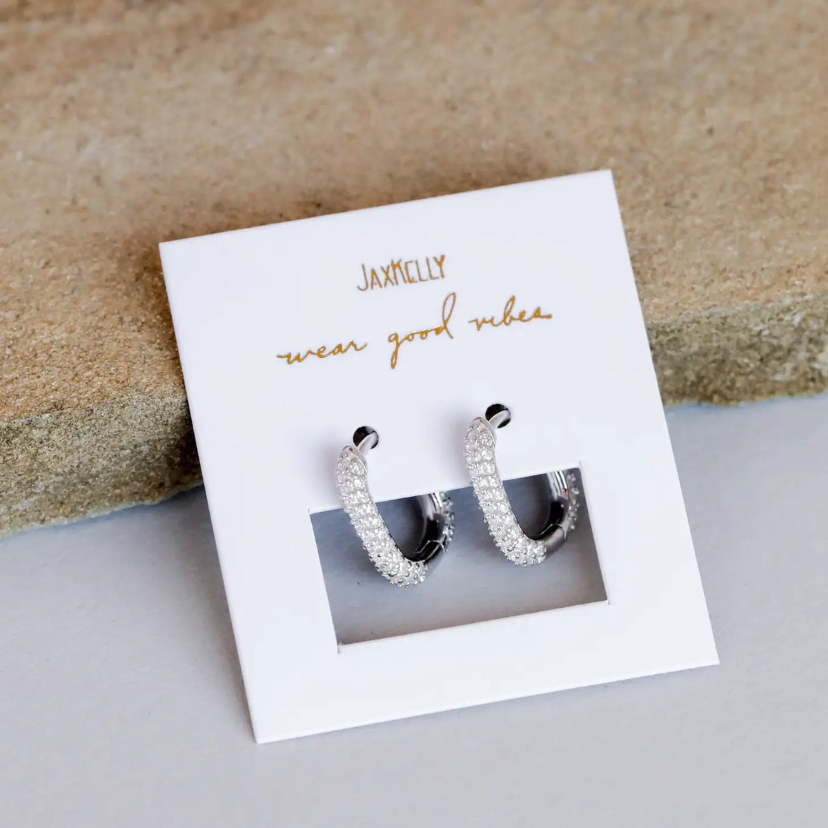 Silver Hoop Pavé Earring by JaxKelly