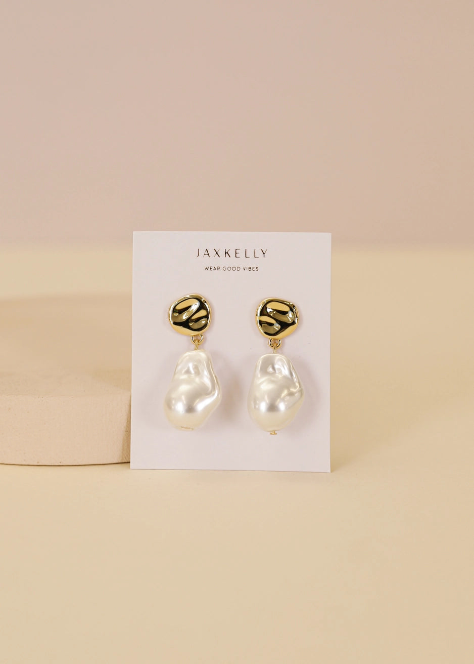 Abstract Pearl and Gold Drop Earrings, JaxKelly drop earrings