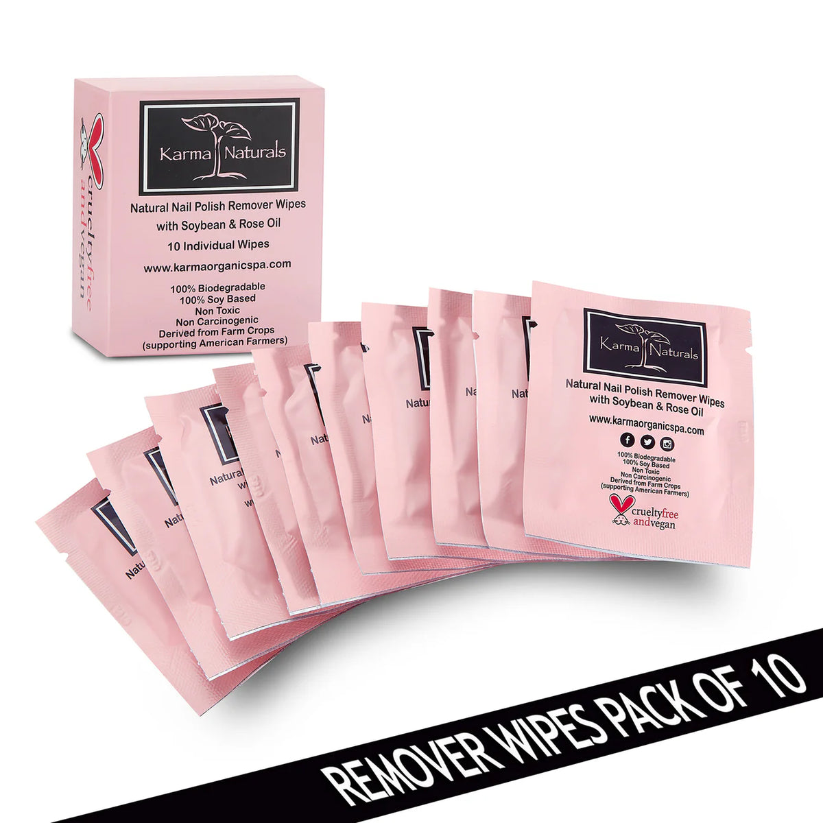 Nail Polish Remover Wipes - Rose by Karma Naturals