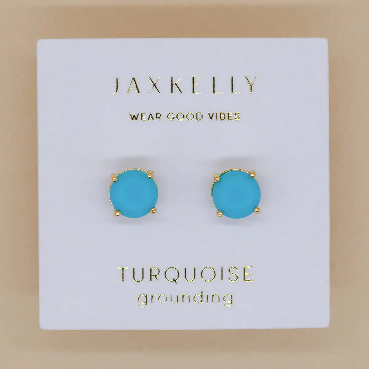 Round Turquoise Gold Earrings by JaxKelly