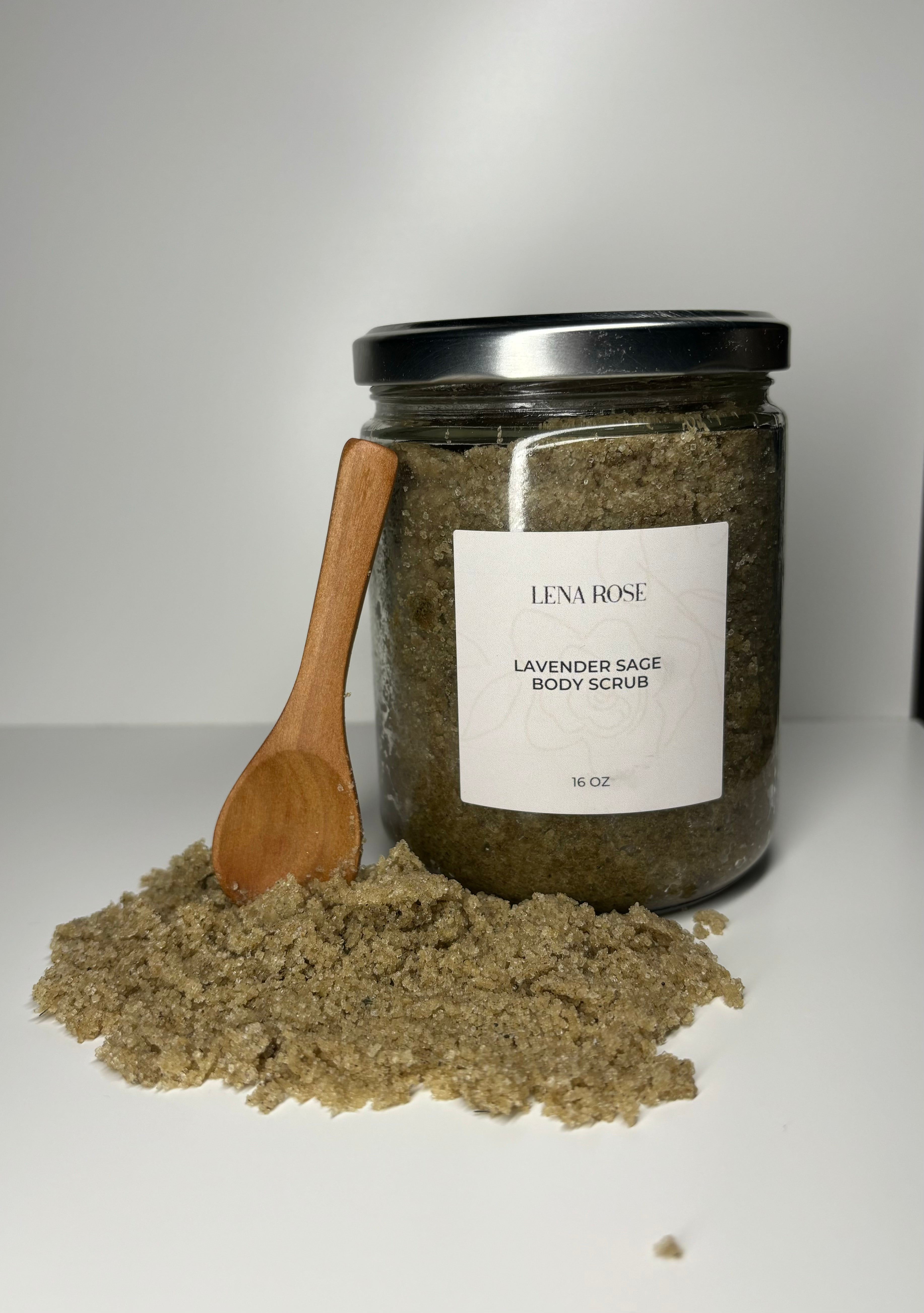 Lavender + Sage Body Scrub - 16 oz., a Lena Rose House Line body scrub