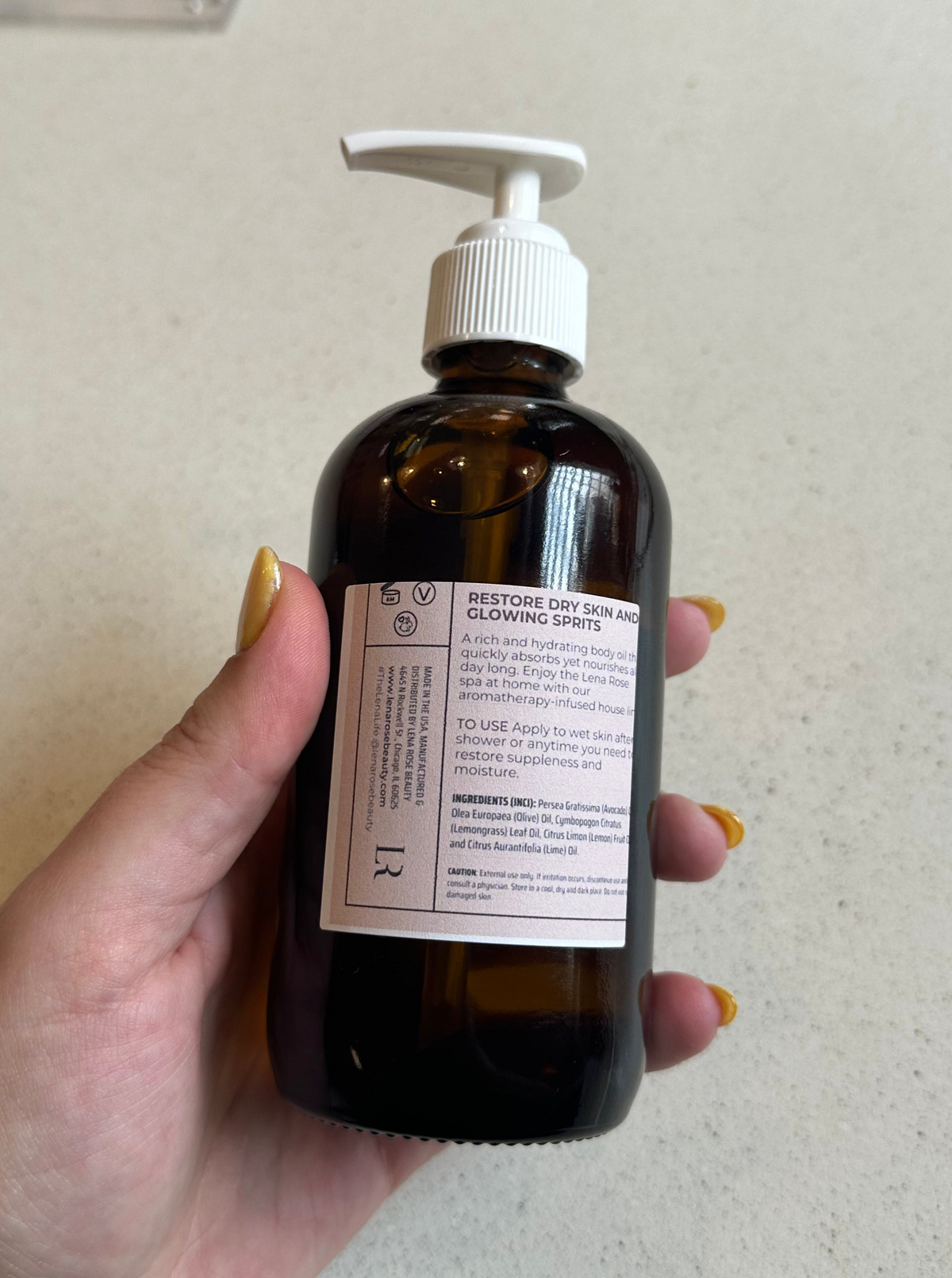 Olive and Lemongrass Body Oil from the Lena Rose House Line