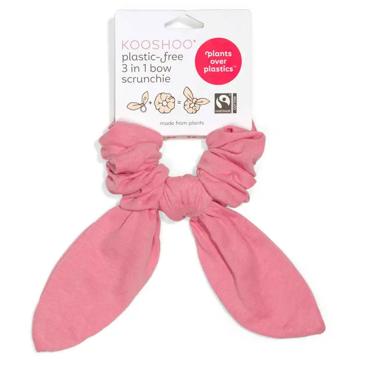 3-in-1 Bow Scrunchie Pink Flamingo, a Kooshoo scrunchie