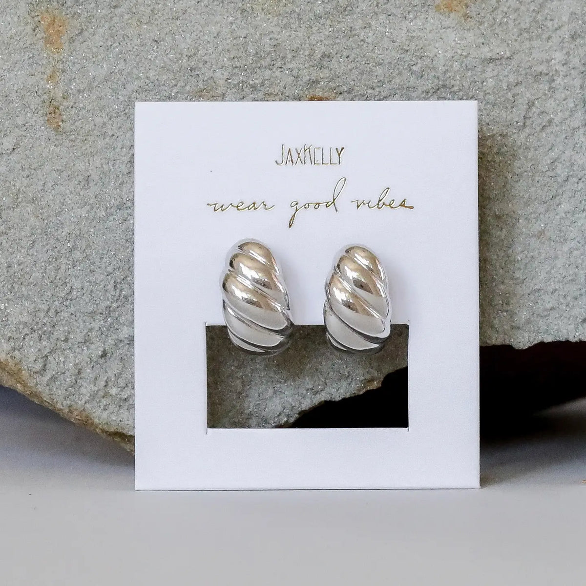Silver Hoop Swirl Earrings by JaxKelly