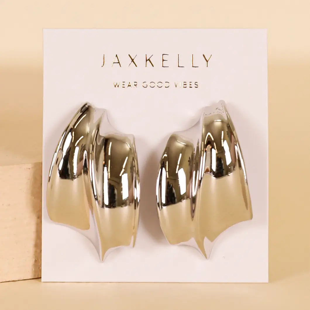 Silver Bold Wave Earrings by JaxKelly