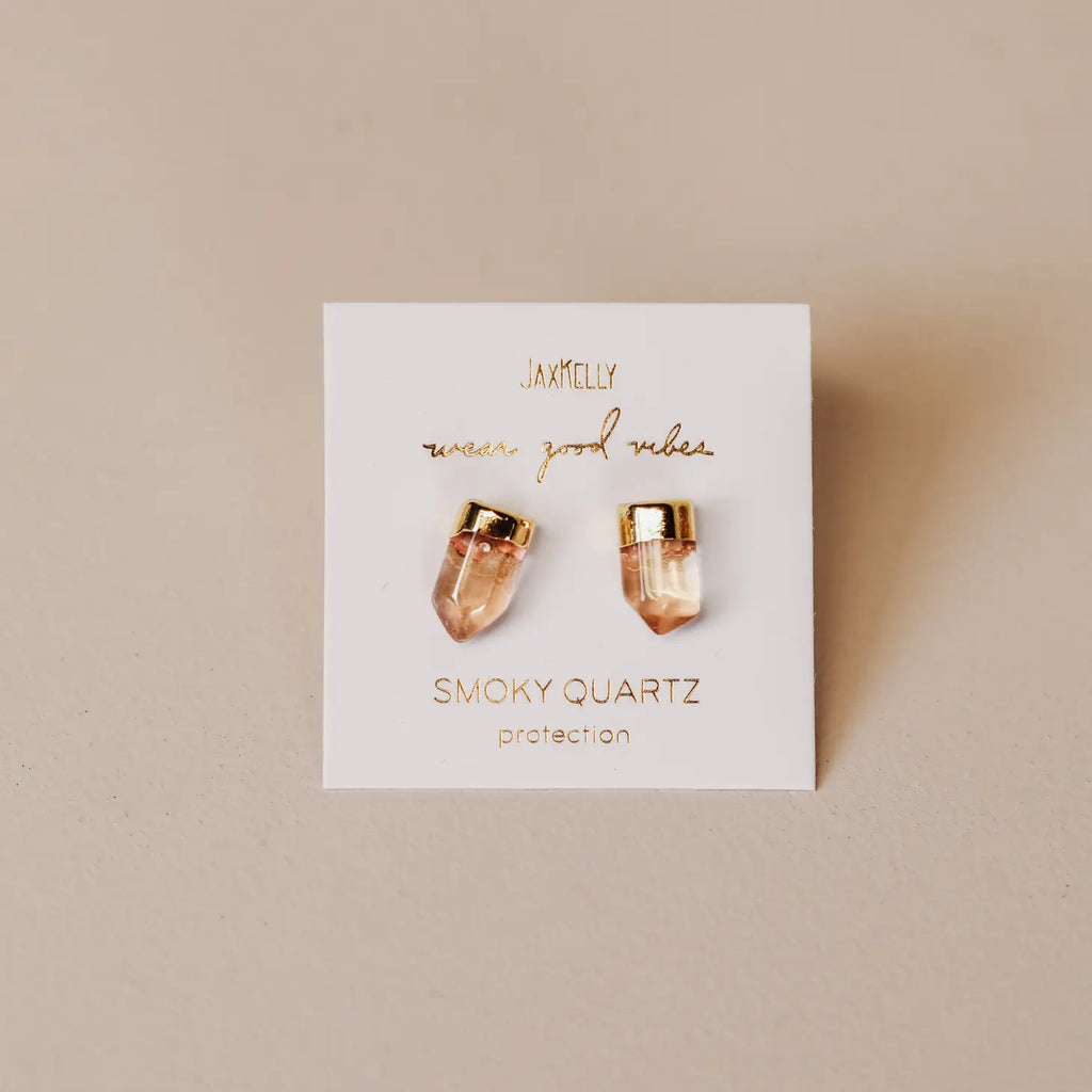 Gold Dip Smoky Quartz Point Earring