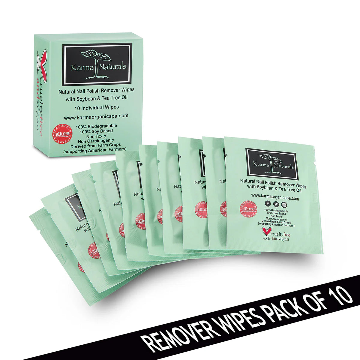 Nail Polish Remover Wipes - Tea Tree by Karma Naturals