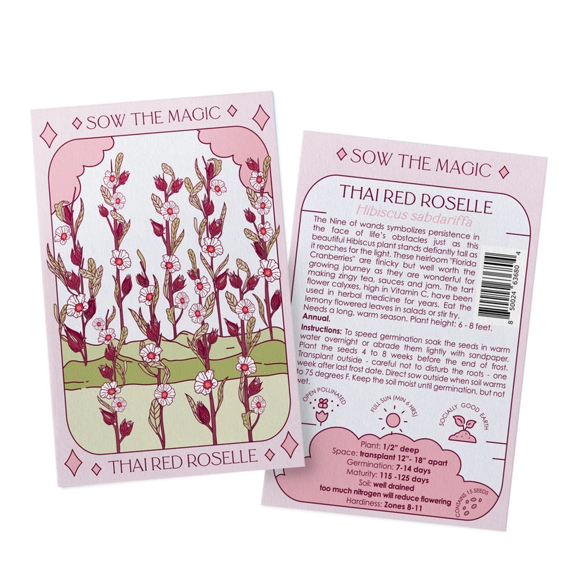 Thai Red Roselle Hibiscus Tarot Seed Packet by Sow the Magic