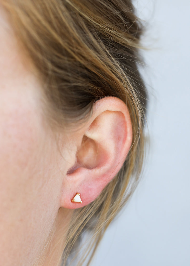 Mini Energy Gem Earrings - Mother of Pearl  - Calming