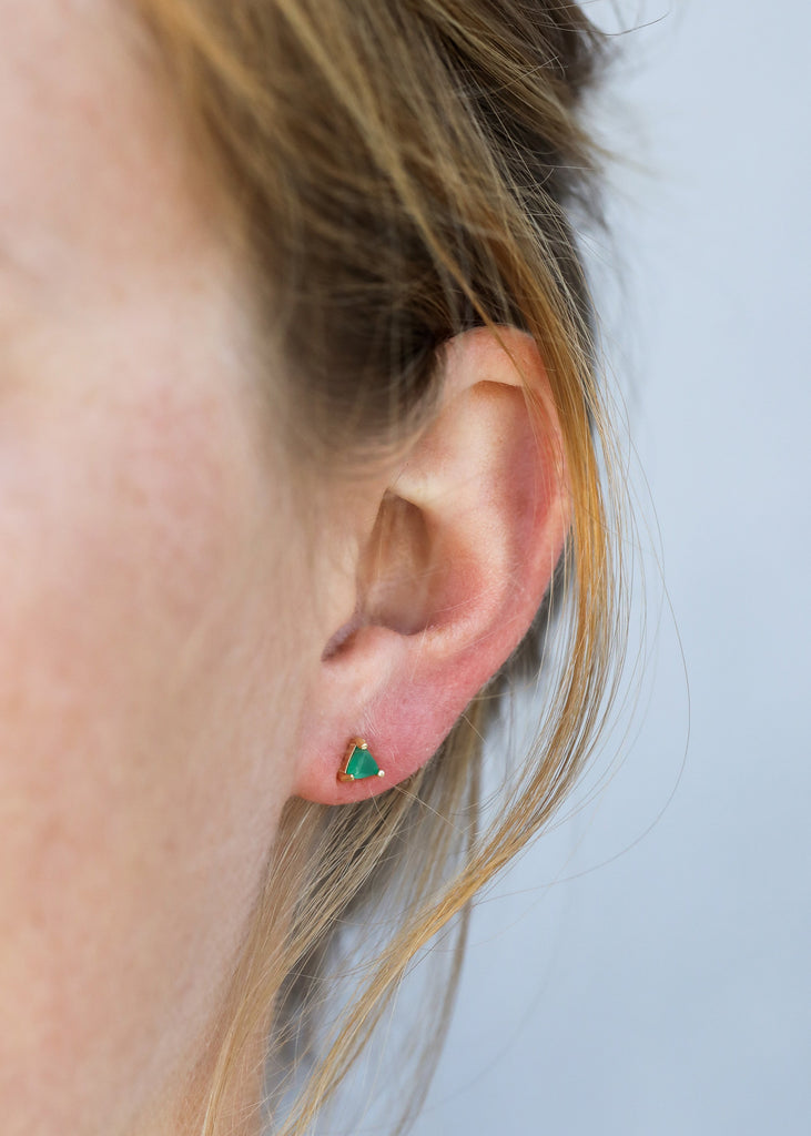 Mini Energy Gem Earrings - Green Onyx - Abundance