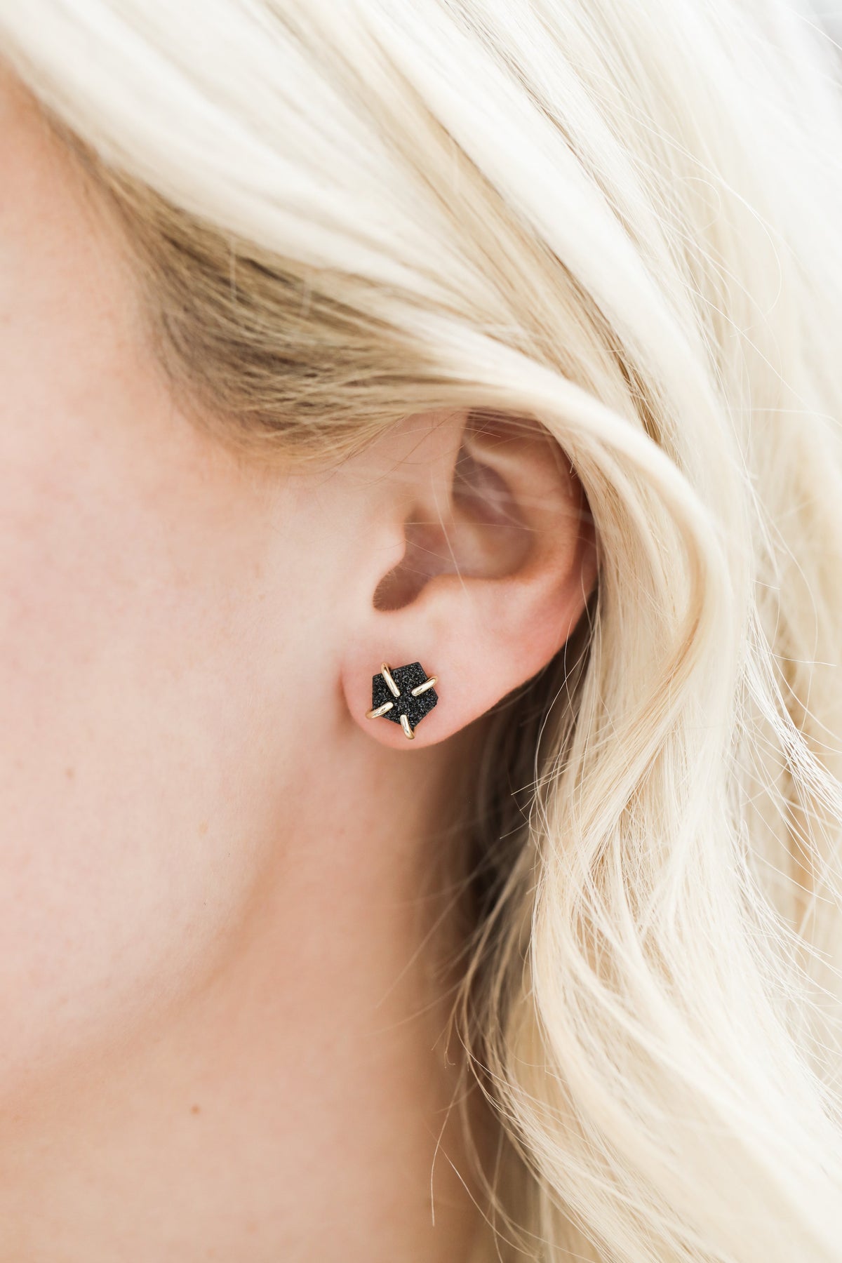 Black Druzy Prong Earrings by JaxKelly