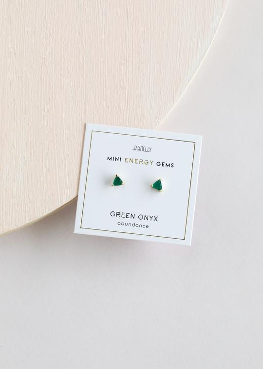 Mini Energy Gem Earrings - Green Onyx - Abundance by JaxKelly